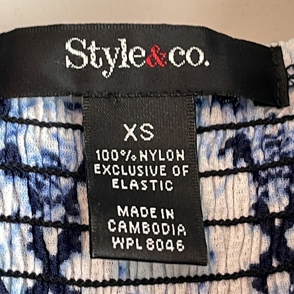 STYLE & CO. SLEEVELESS ASYMMETRICAL TIE DYED MIDI DRESS BLUE WHITE SIZE XS - Picture 12 of 12